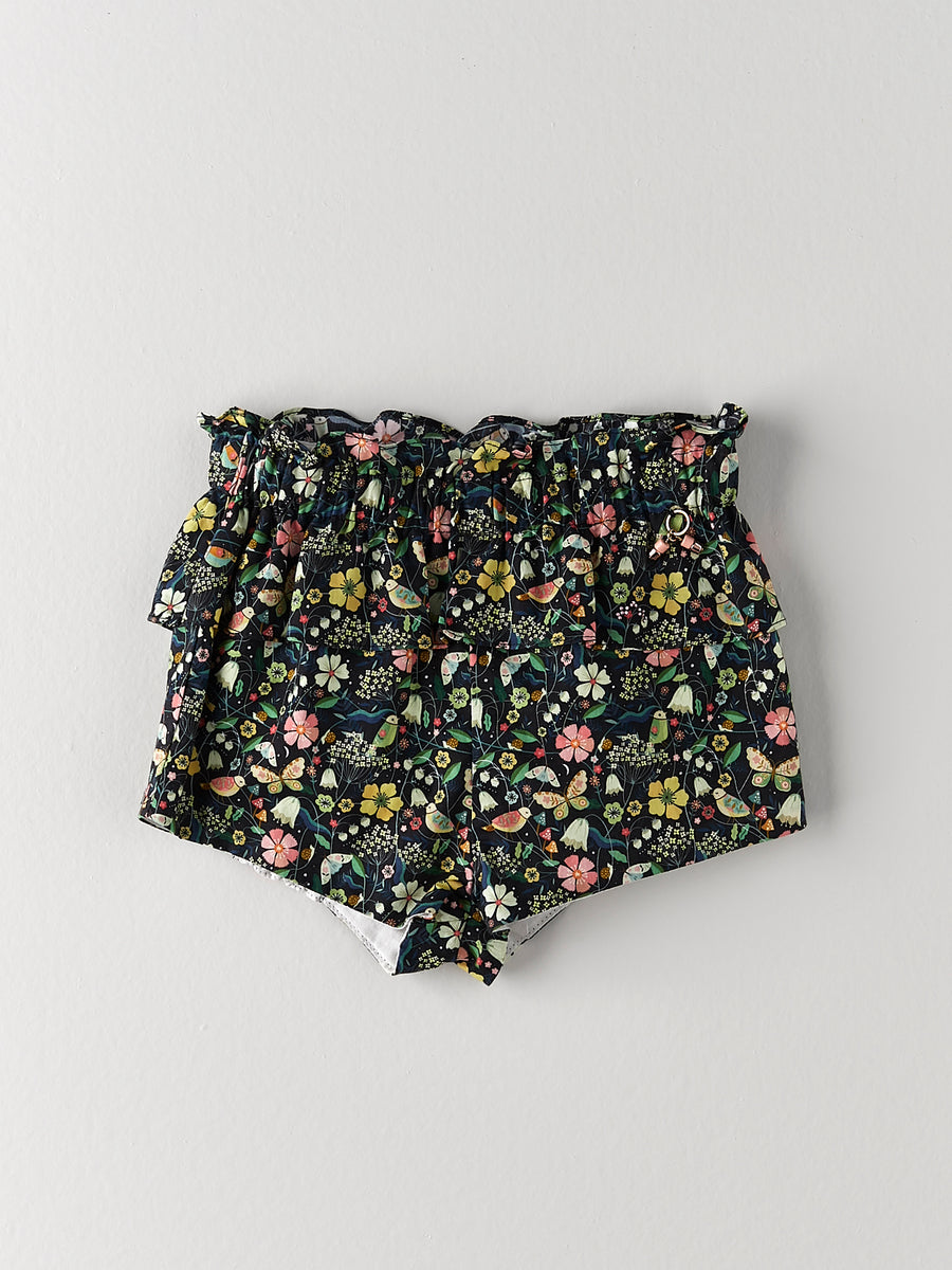 Baby Girl's Black Floral Shorts