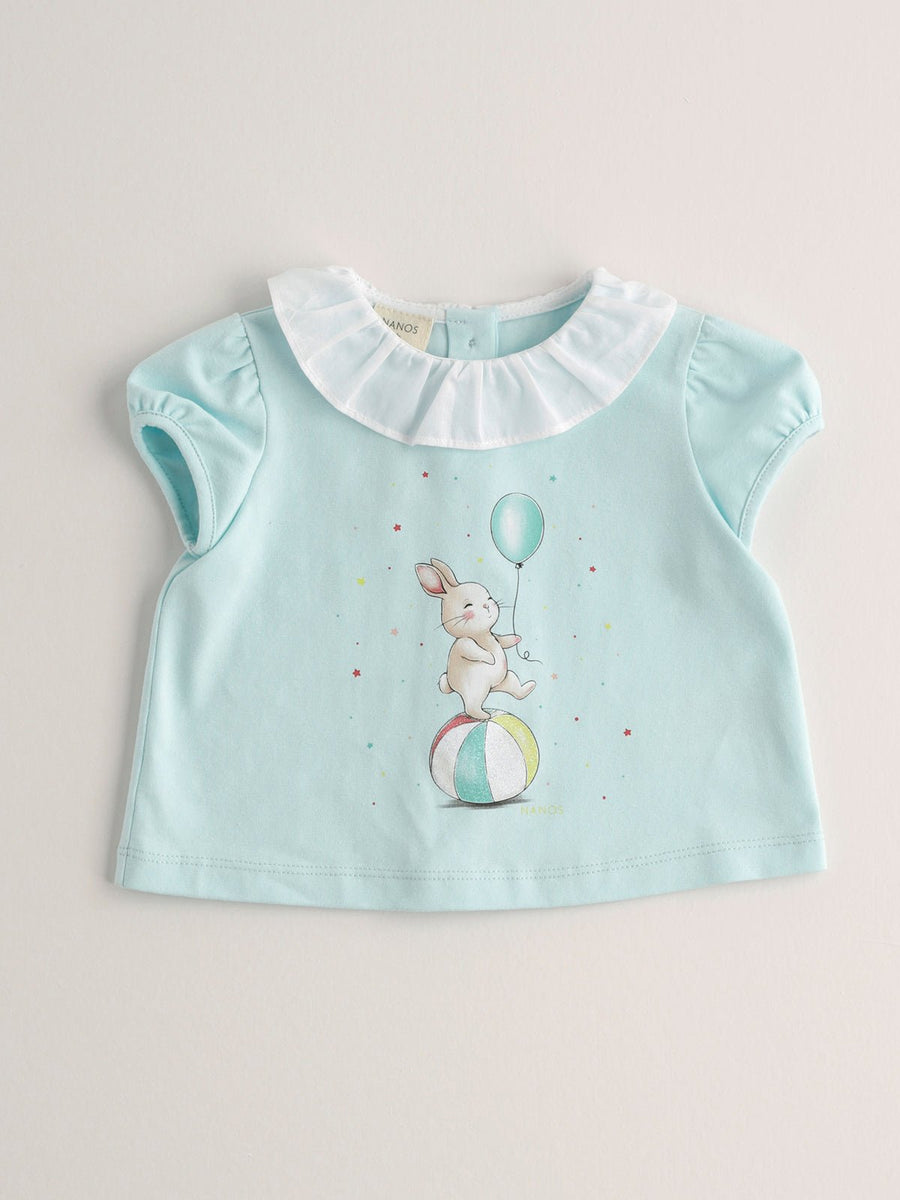 Baby Girl's Aqua Printed T-Shirt