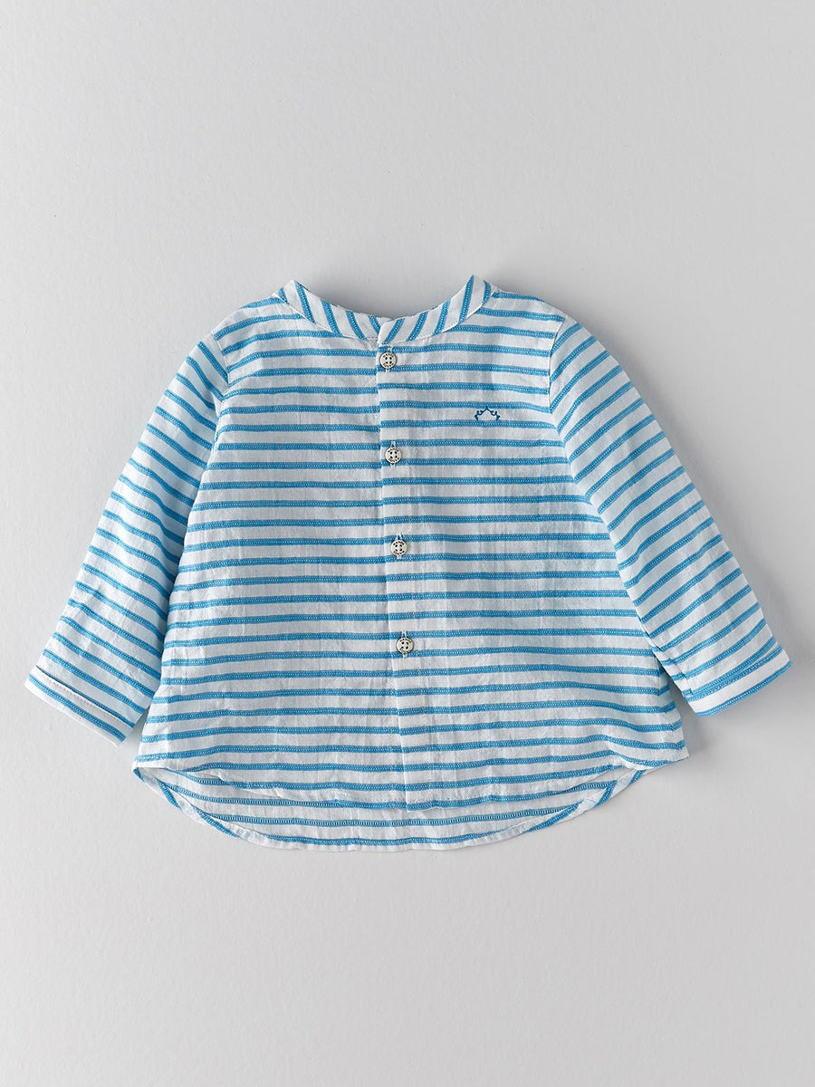 Baby Boy's Striped Turquoise Shirt - nanoshouston