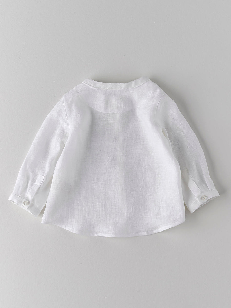 Baby Boy's White Linen Shirt - nanoshouston