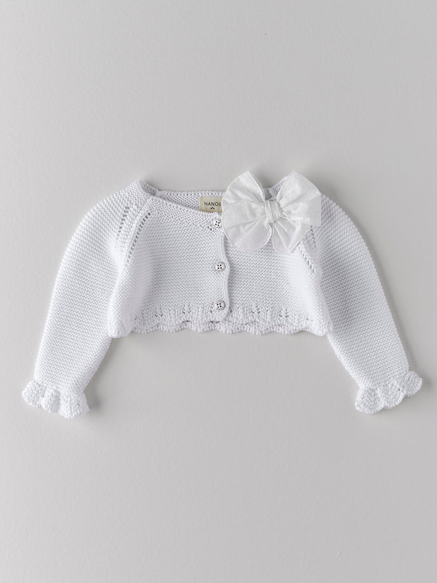Baby Girl's Knitted White Cardigan - nanoshouston