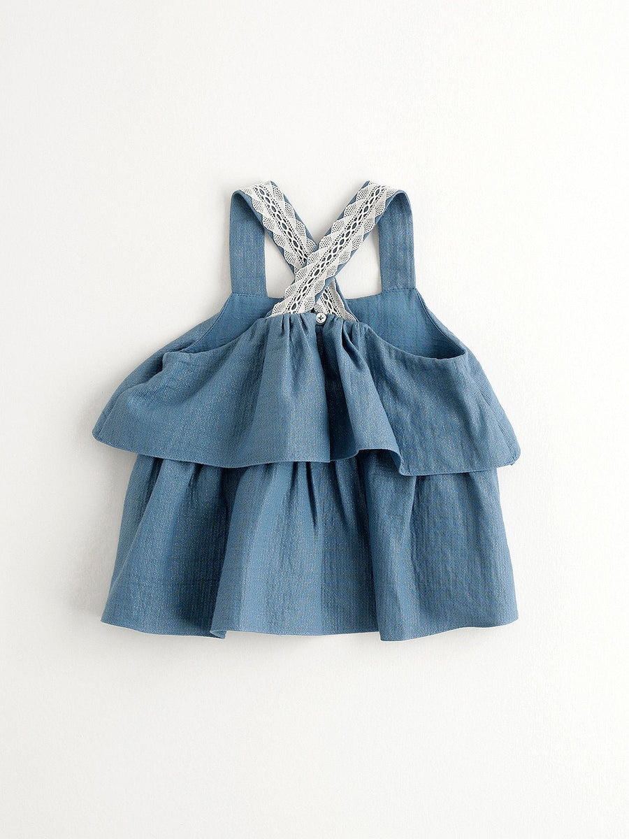 Girl's Blue Layered Dress