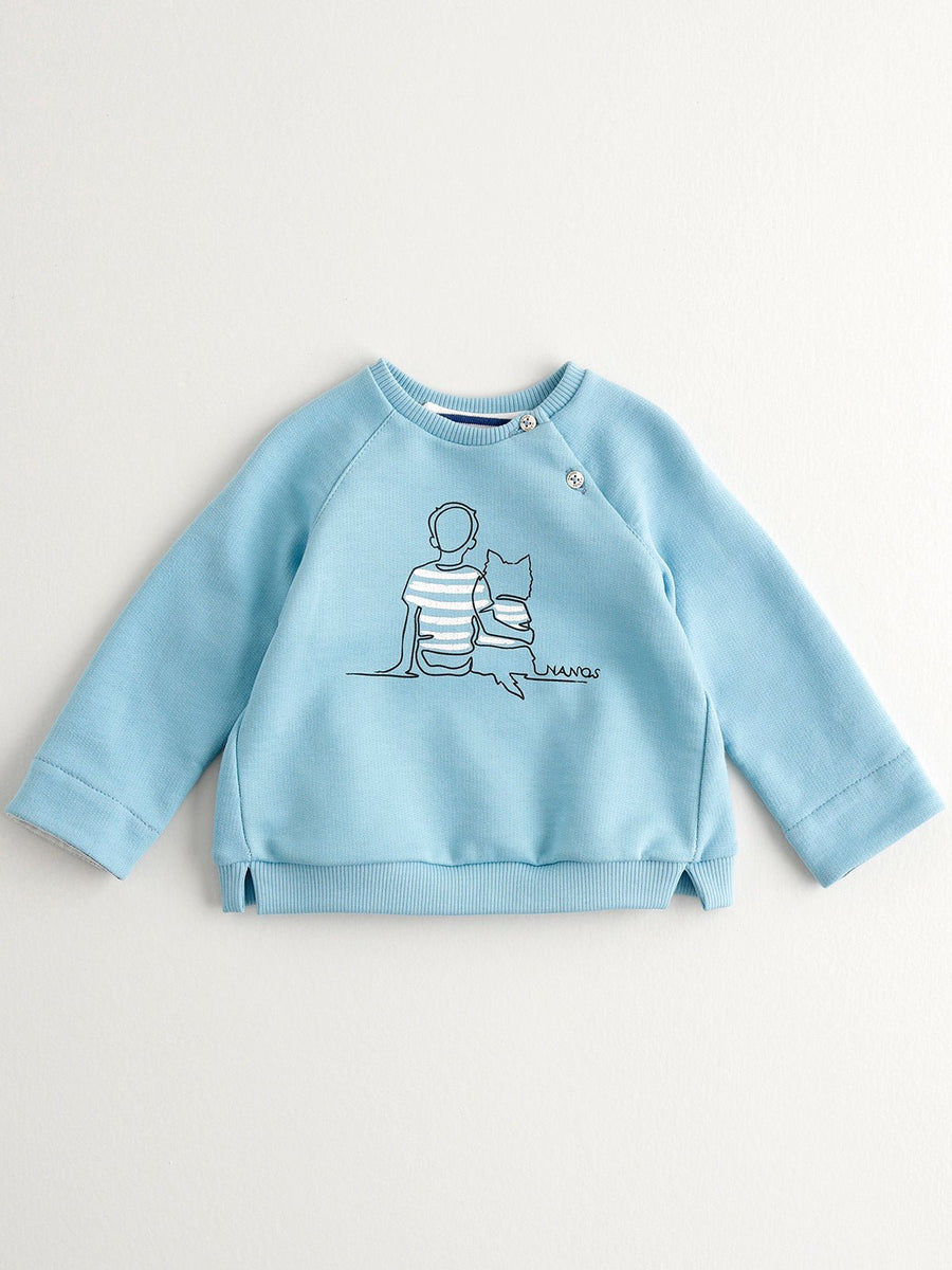 Boy & Cat Graphic Sweatshirt - nanoshouston