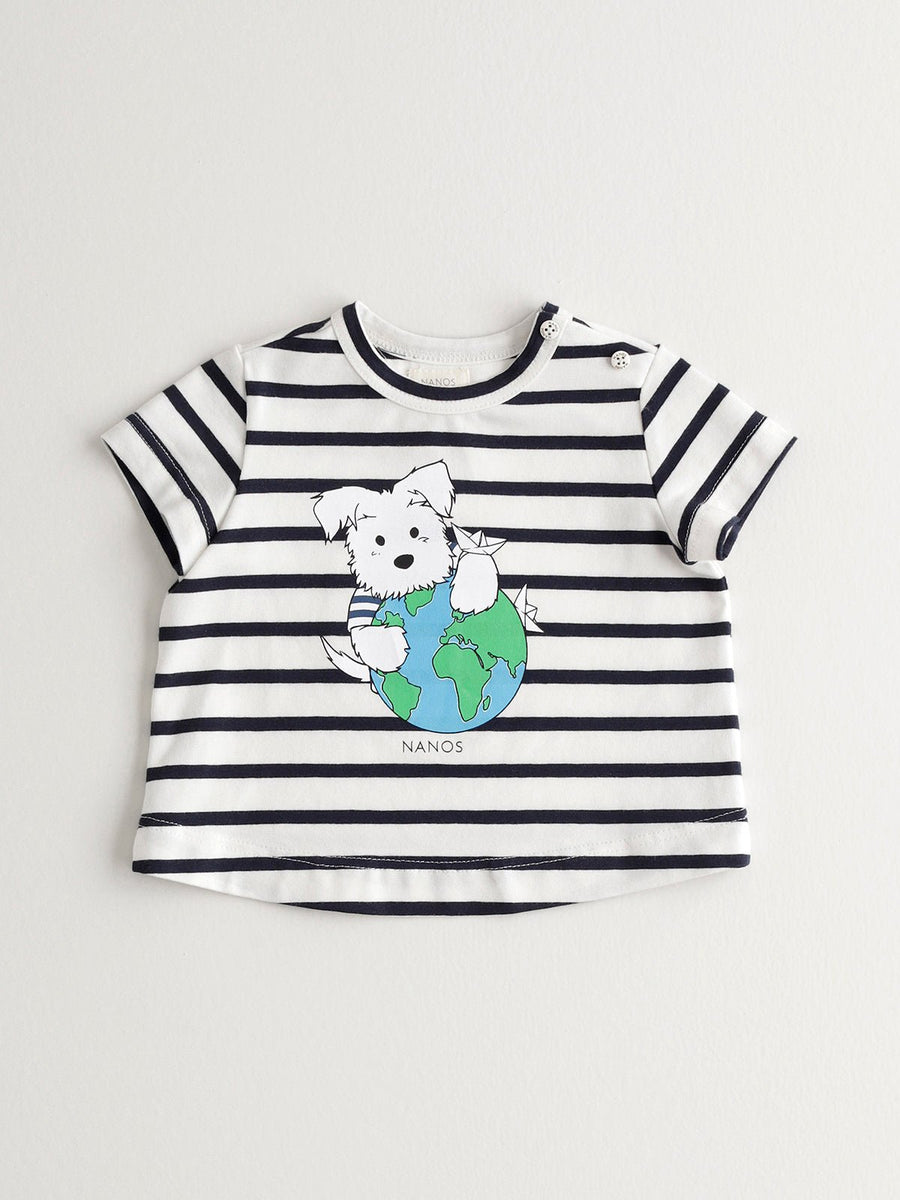 Baby Boy's Dog World Striped Printed T-Shirt
