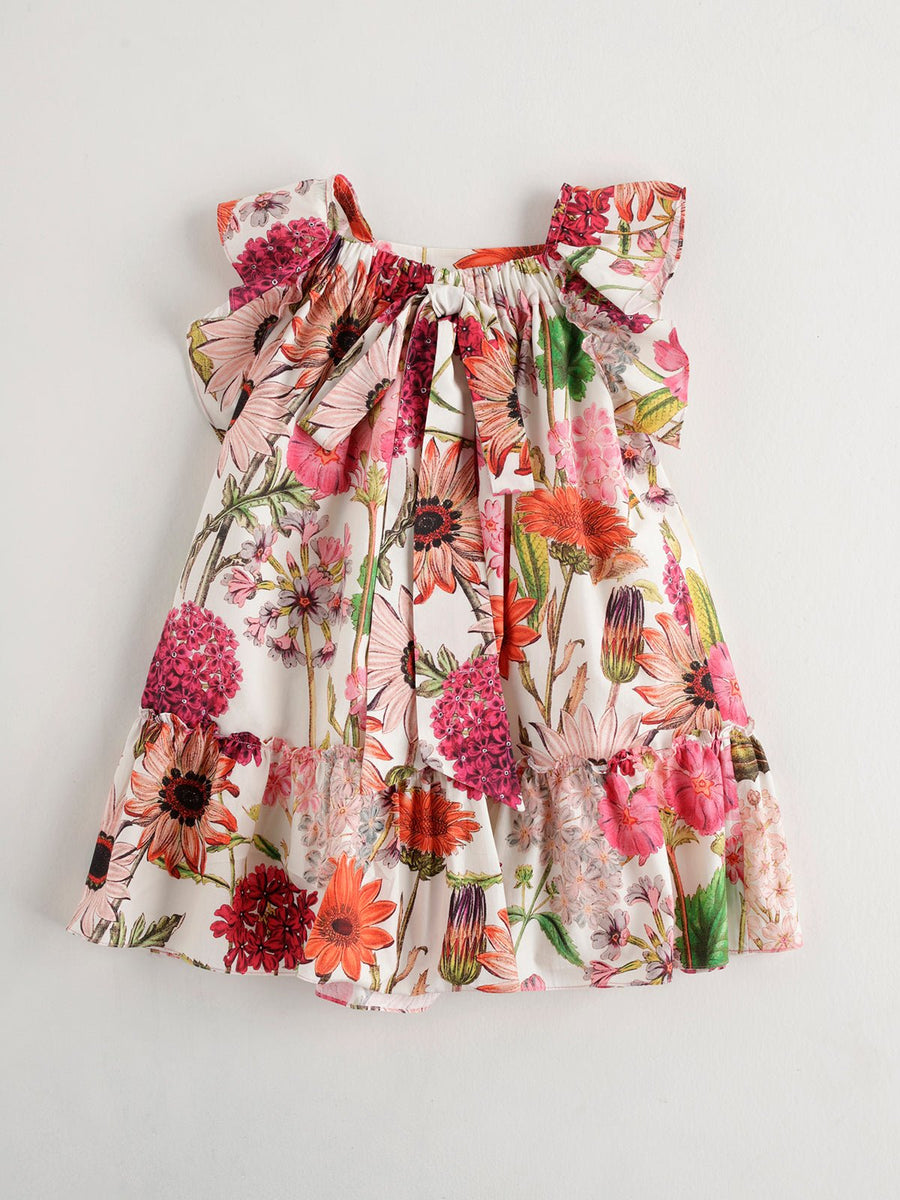 Girl's Floral Printed Poplin Dress