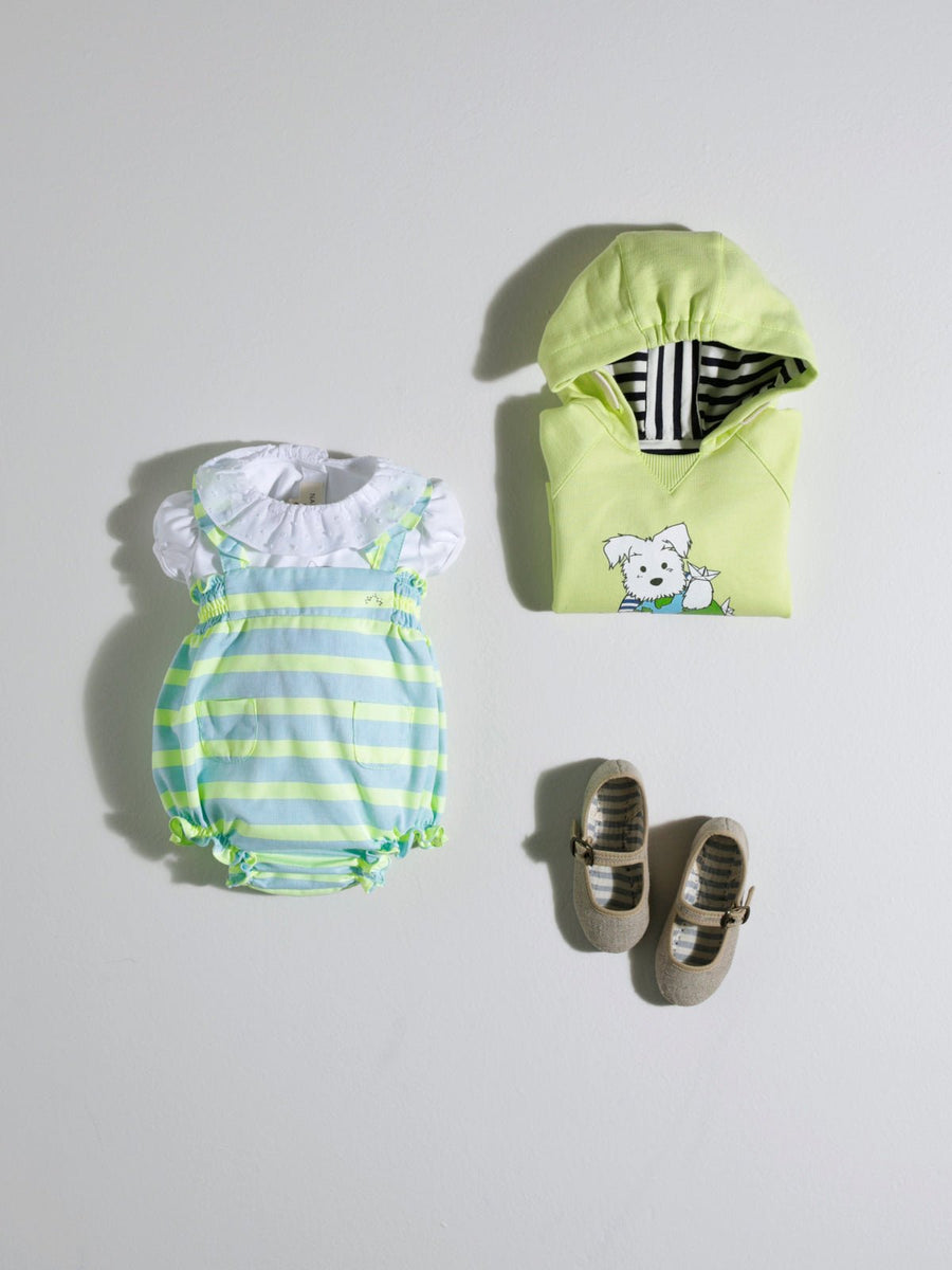 Baby Girl's Green Striped Overall