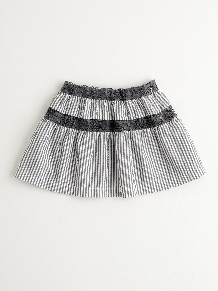 Girl's Light Gray Striped Skirt