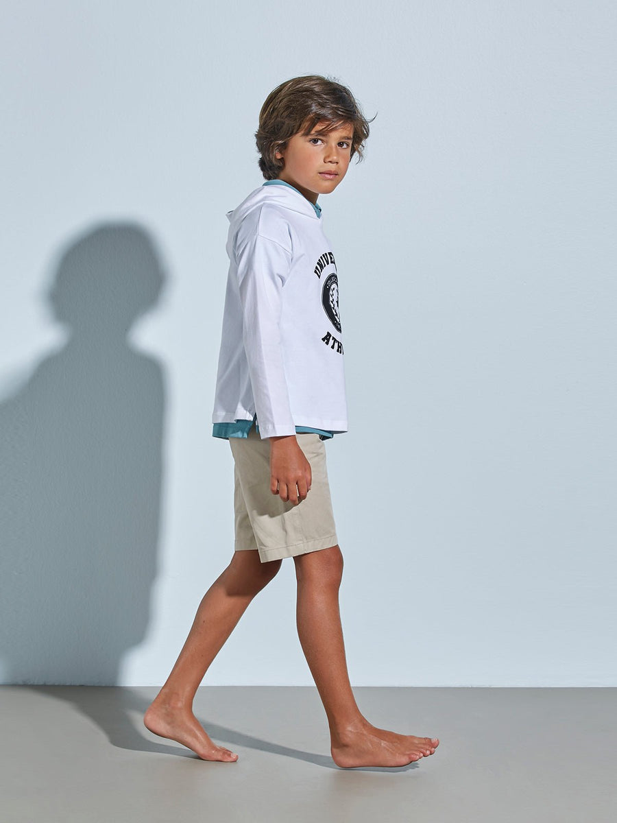 Boy's Long Sleeve Hooded Printed T-Shirt