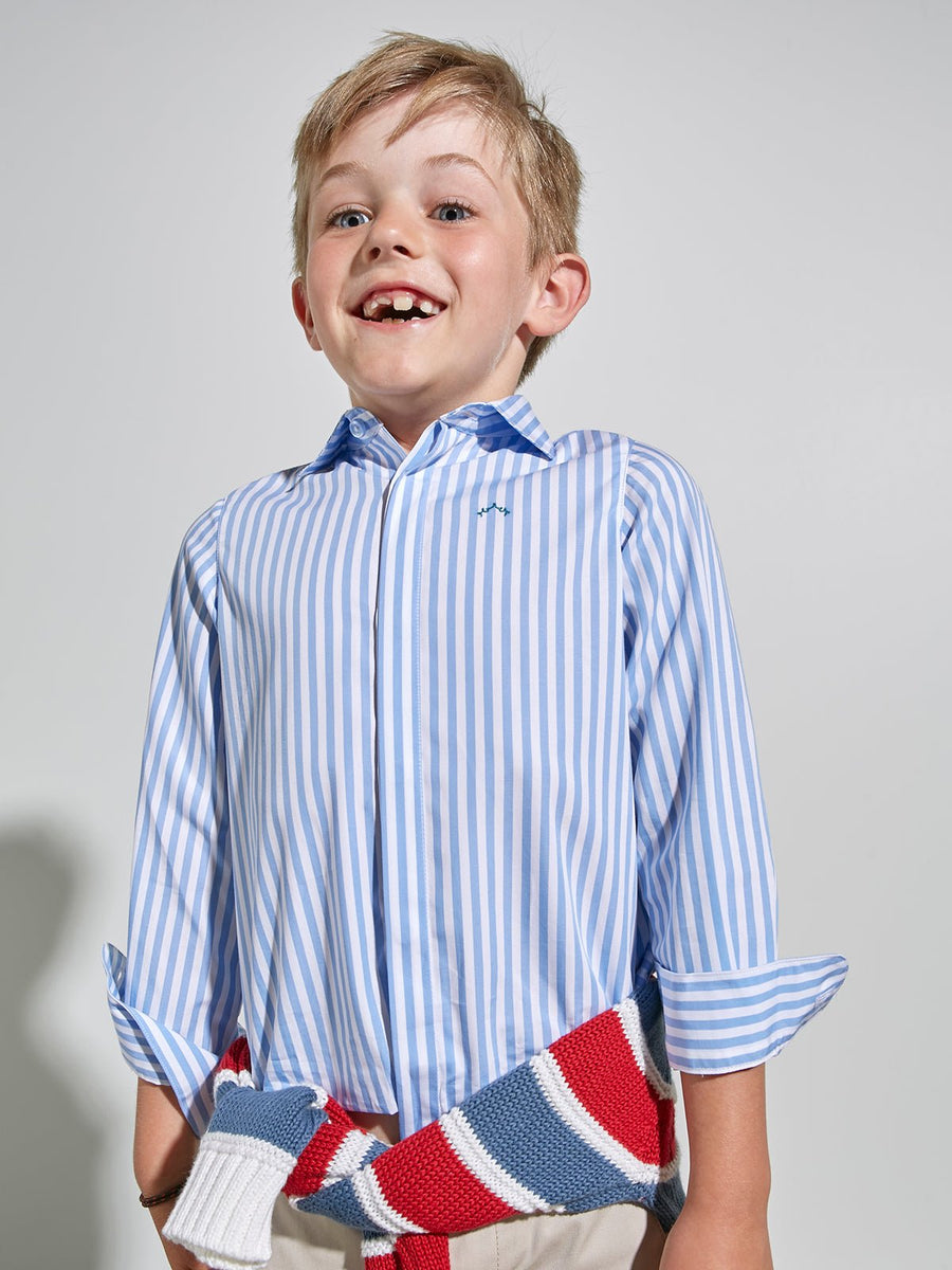 Boy's Long Sleeve Striped Button Down Shirt