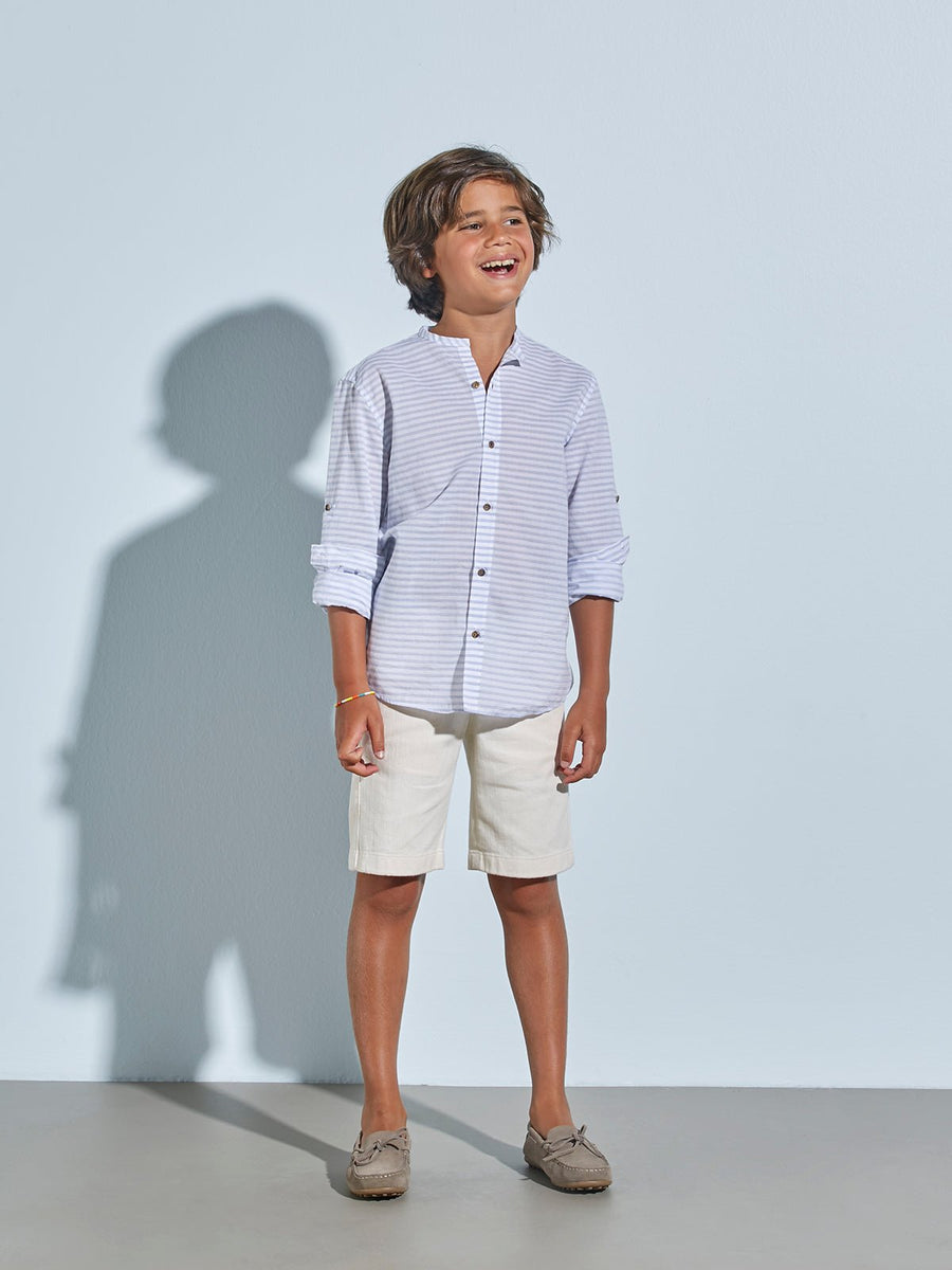 Boy's Long Sleeve Striped Button Shirt
