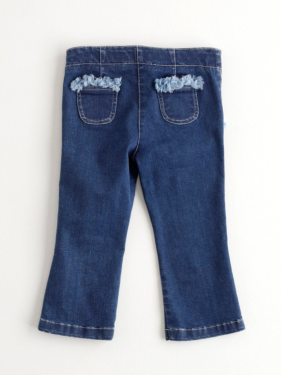 Girl's Navy Frayed Jeans