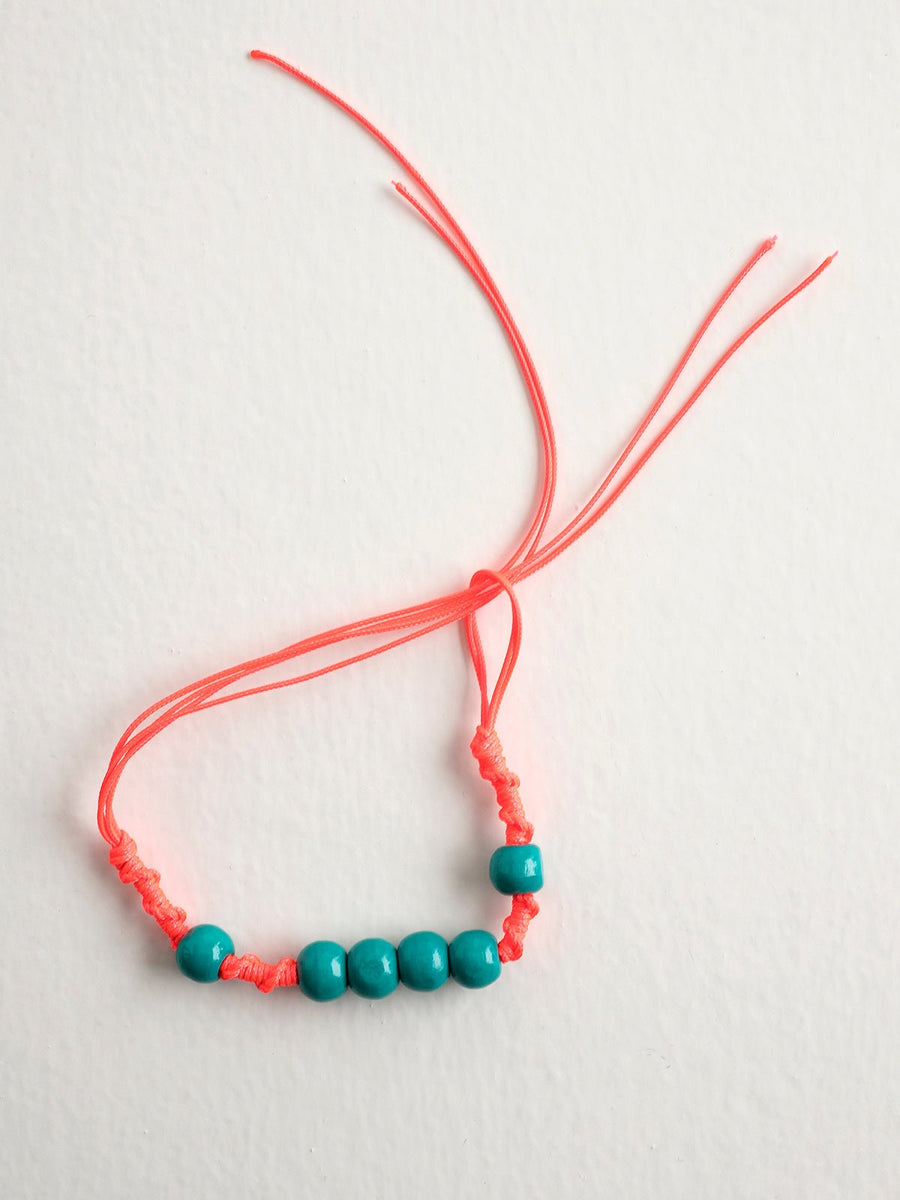 Girl's Neon Bracelet with Blue Bead