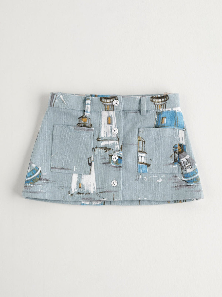 Girl's Skirt Pocket Printed Skirt