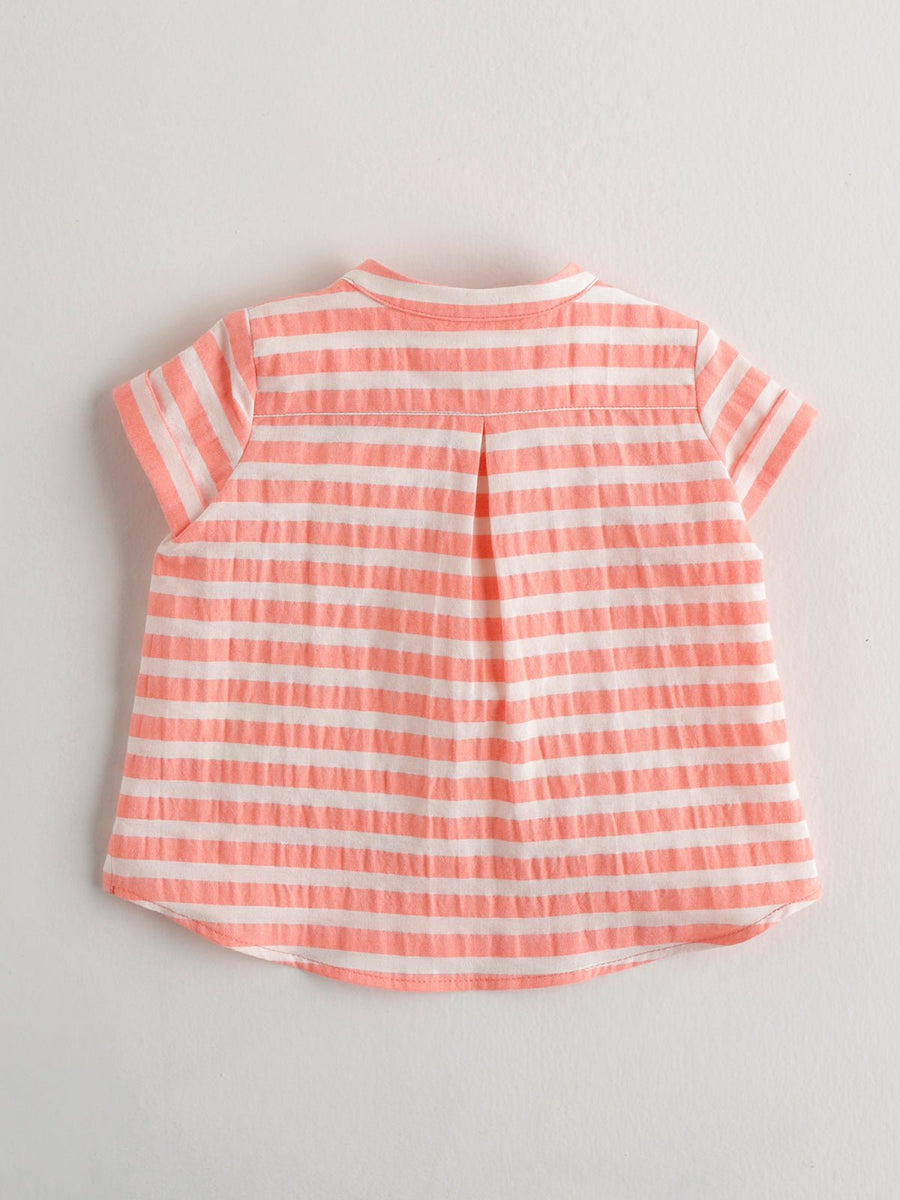 Baby Boy's Striped Coral Button Down Shirt