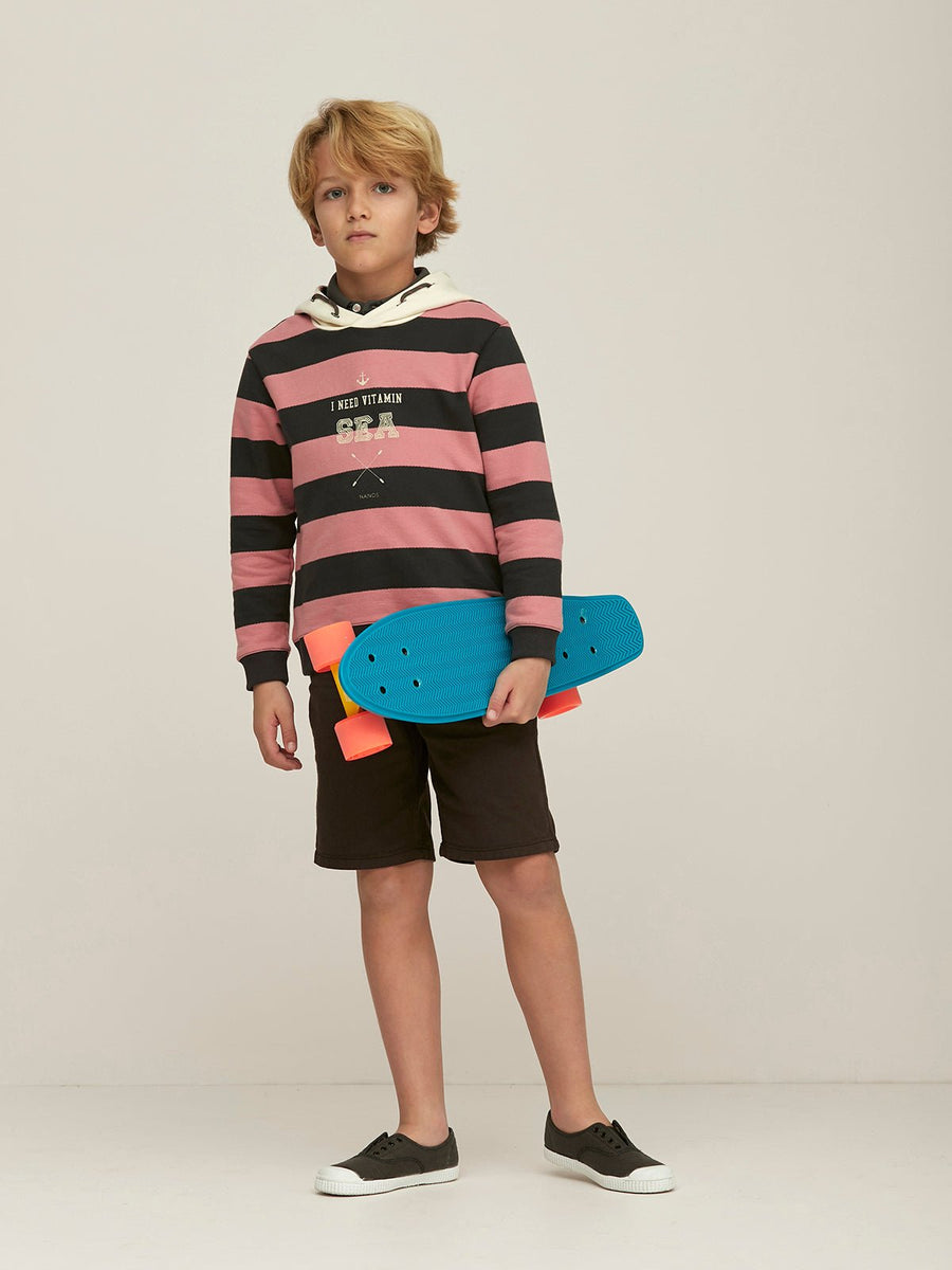 Boy's Striped Hooded Sweatshirt