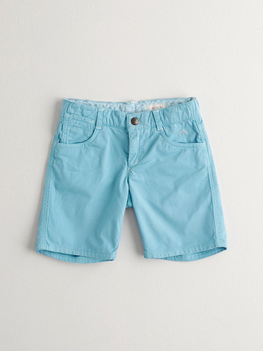 Boy's Turquoise Pockets Cotton Shorts