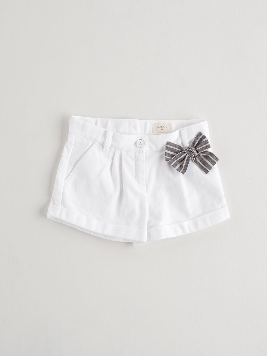 Girl's White Bow Detail Shorts